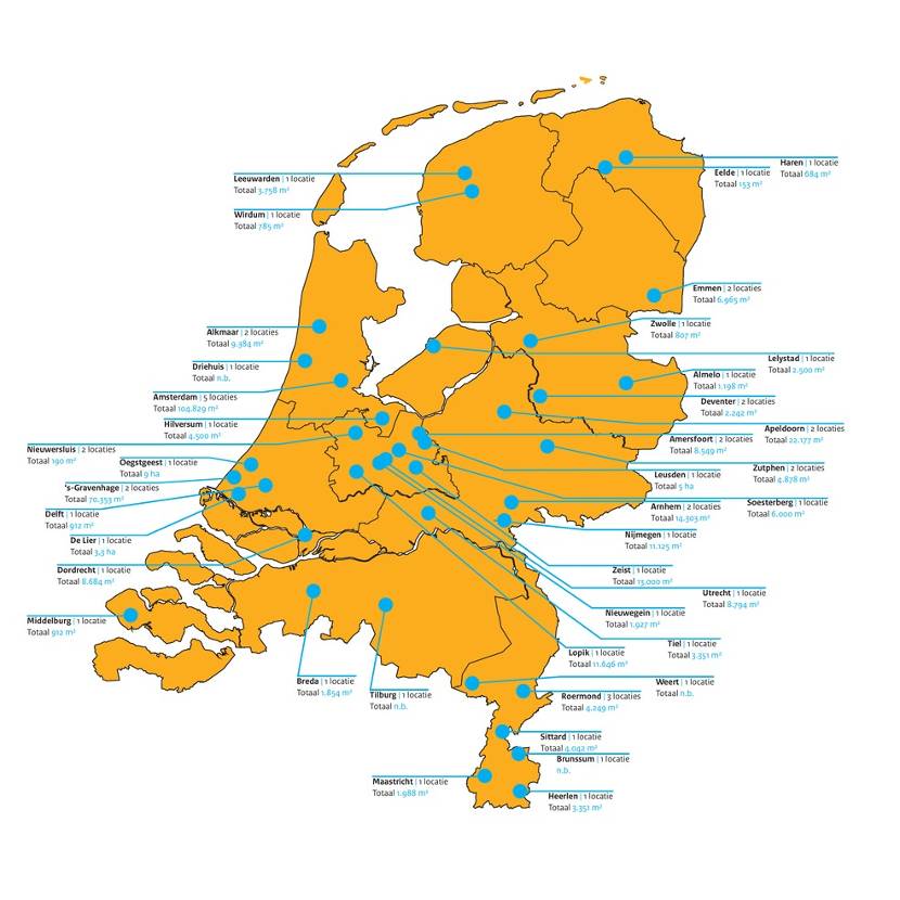 Kaart met opties rijksvastgoed voor de huisvesting van statushouders, aangeboden aan gemeenten