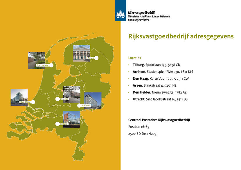 Flyer Rijksvastgoedbedrijf adresgegevens