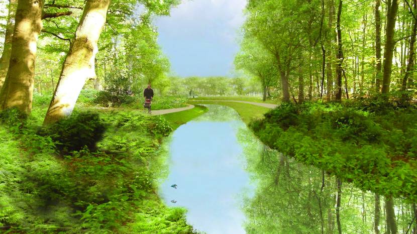Impressie beek in Park Huis Doorn, Doorn