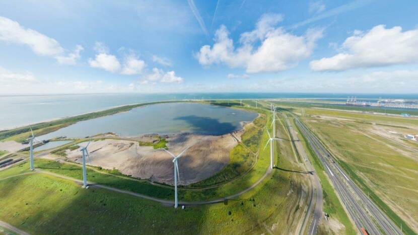 Rotterdam, Maasvlakte, Zon op de Slufter